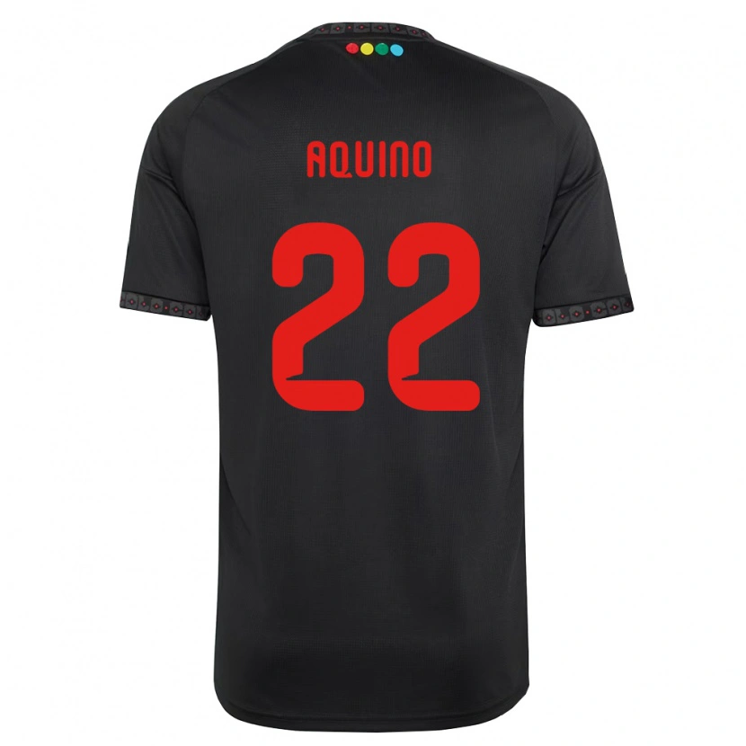 Danxen Kvinder Claudio Aquino #22 Sort Rød Udebane Spillertrøjer 2026/27 Trøje T-Shirt