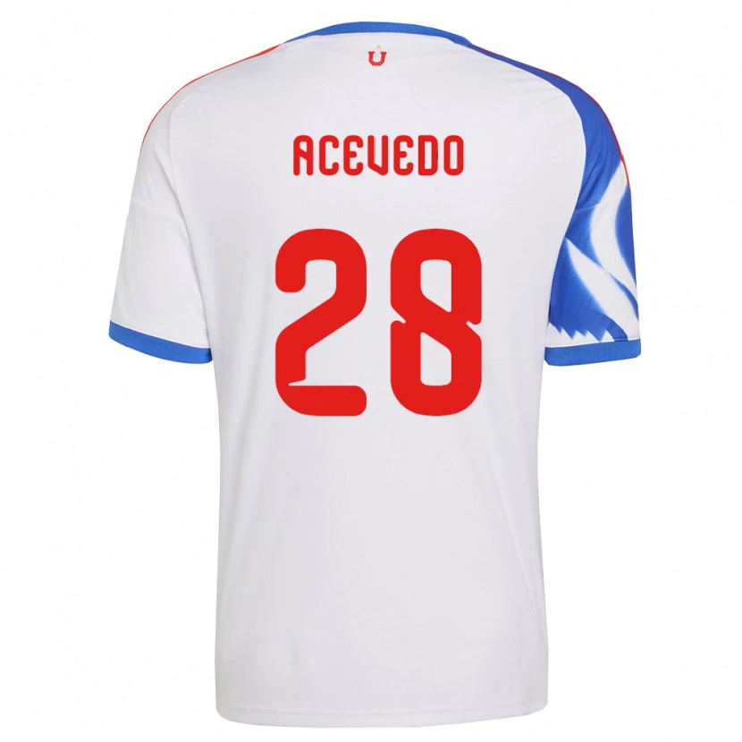 Danxen Kvinder Florencia Acevedo #28 Hvid Marineblå Udebane Spillertrøjer 2026/27 Trøje T-Shirt