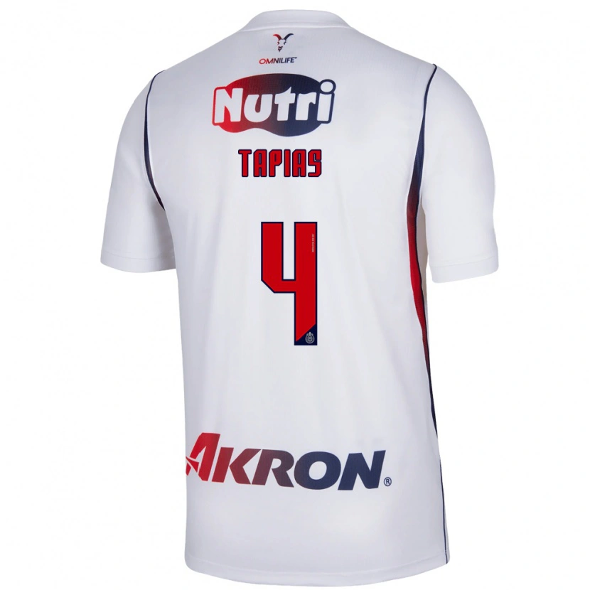 Danxen Kvinder Miguel Tapias #4 Hvid Marineblå Rød Udebane Spillertrøjer 2026/27 Trøje T-Shirt