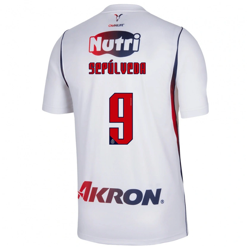 Danxen Kvinder Ángel Sepúlveda #9 Hvid Marineblå Rød Udebane Spillertrøjer 2026/27 Trøje T-Shirt