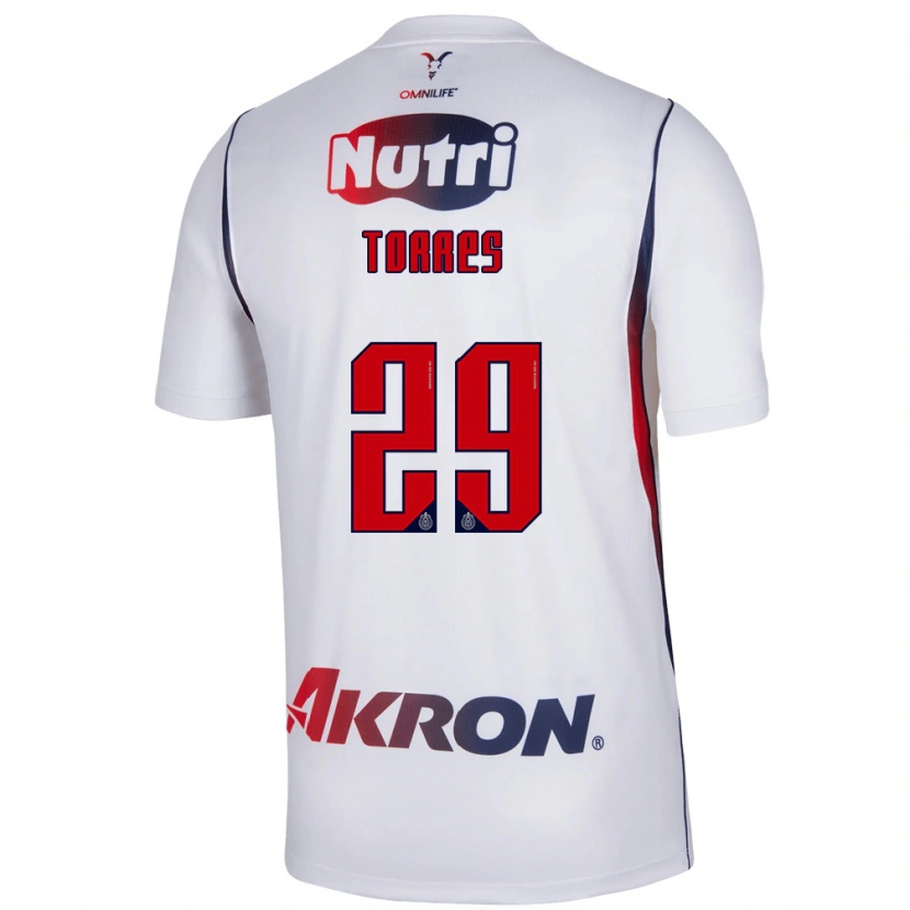 Danxen Kvinder Alan Torres #29 Hvid Marineblå Rød Udebane Spillertrøjer 2026/27 Trøje T-Shirt