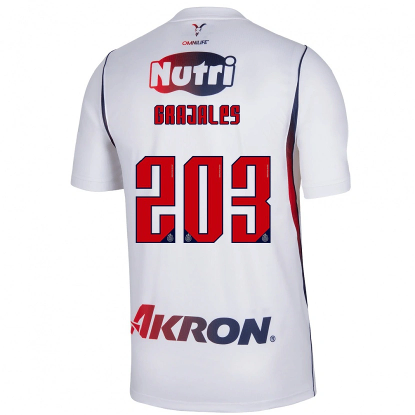 Danxen Kvinder Jhonnatan Grajales #203 Hvid Marineblå Rød Udebane Spillertrøjer 2026/27 Trøje T-Shirt