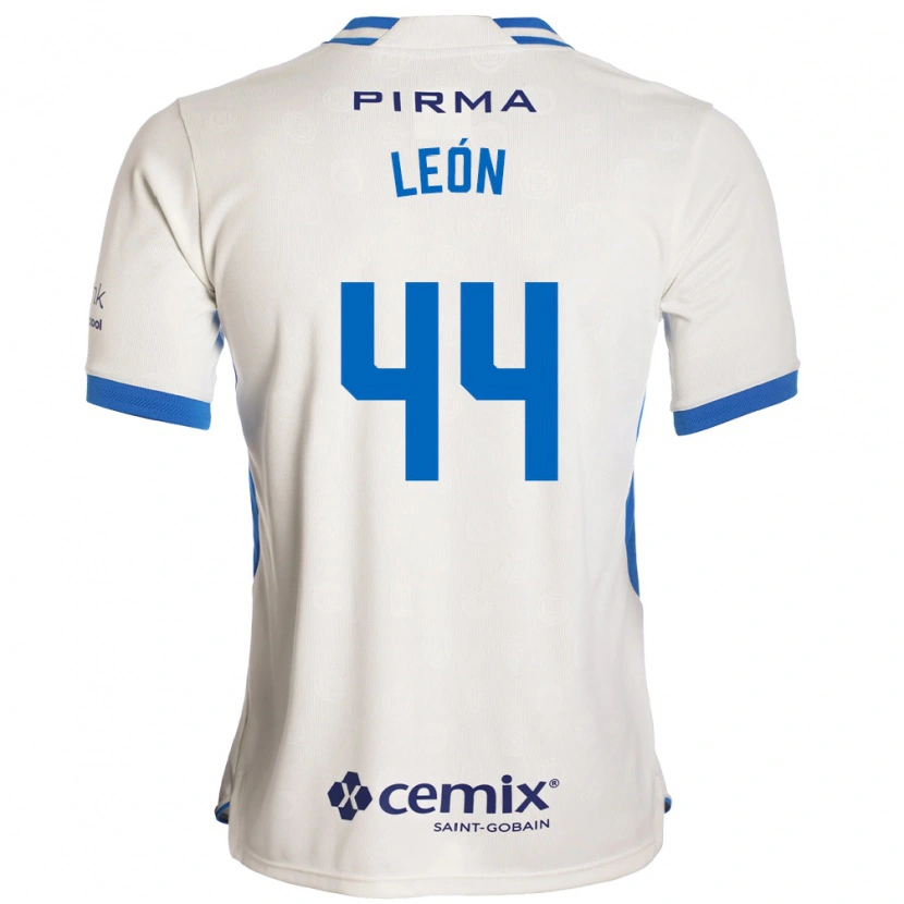 Danxen Kvinder Cristhian León #44 Hvid Blå Rød Udebane Spillertrøjer 2026/27 Trøje T-Shirt