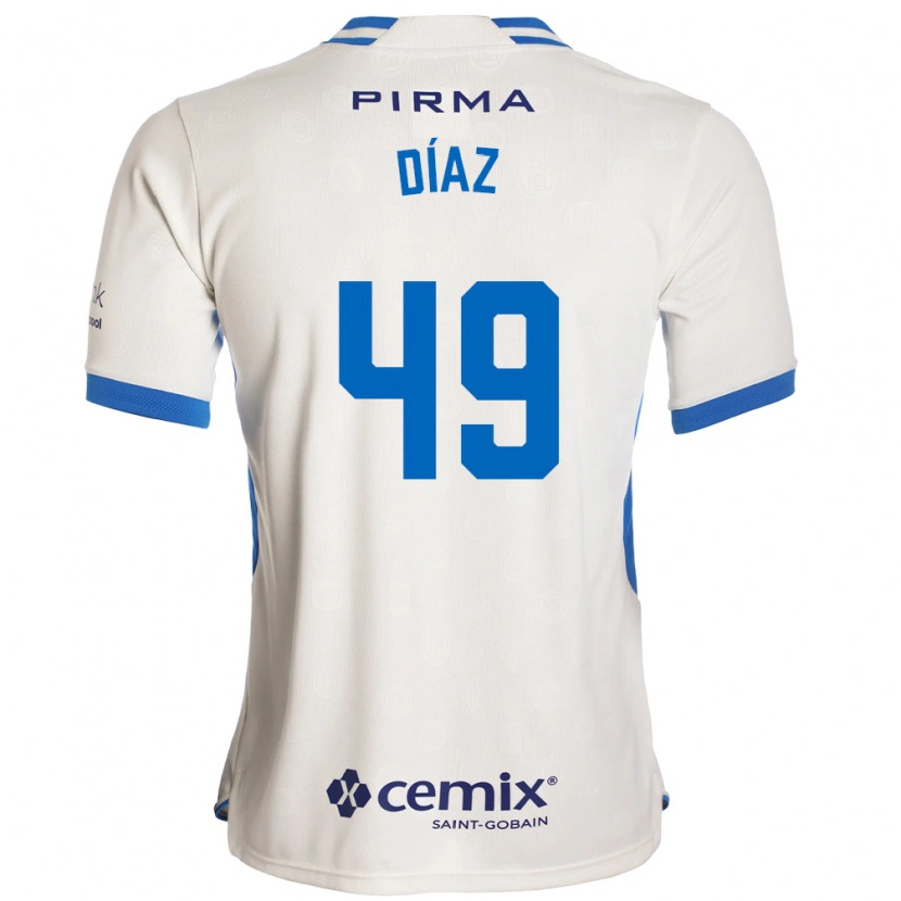 Danxen Kvinder Josué Díaz #49 Hvid Blå Rød Udebane Spillertrøjer 2026/27 Trøje T-Shirt