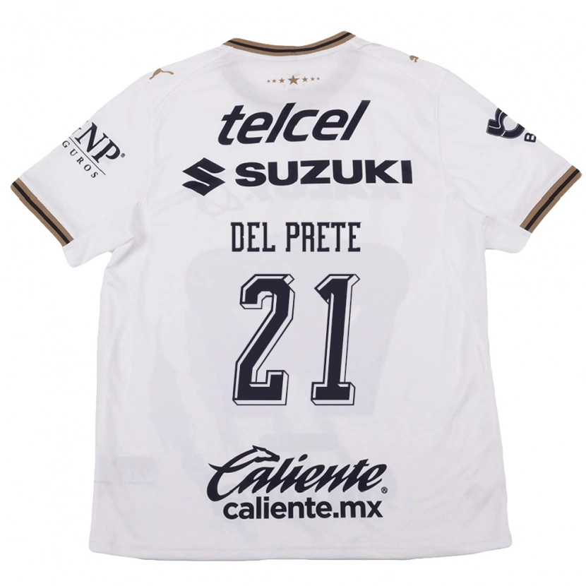 Danxen Kvinder Gustavo Del Prete #21 Hvid Sort Brun Udebane Spillertrøjer 2026/27 Trøje T-Shirt