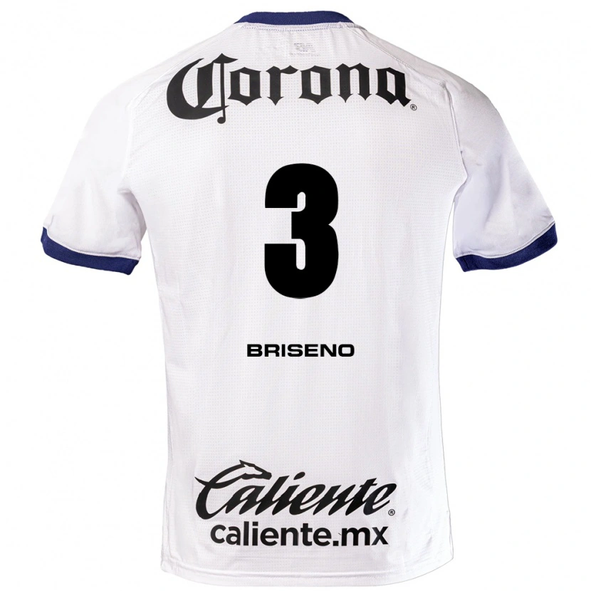 Danxen Kvinder Antonio Briseño #3 Hvid Blå Sort Udebane Spillertrøjer 2026/27 Trøje T-Shirt