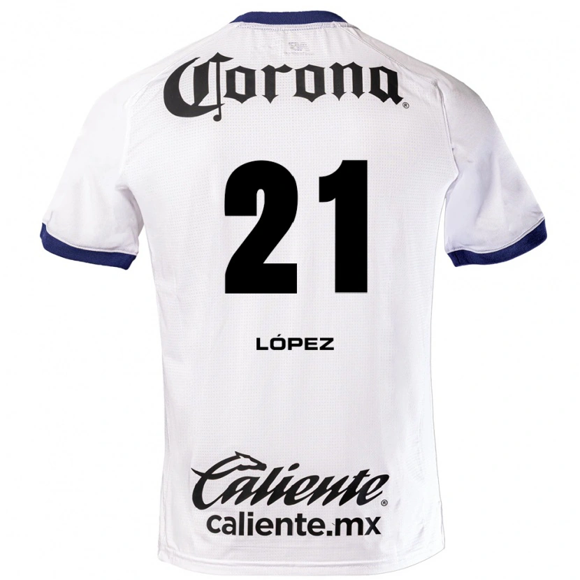 Danxen Kvinder Iván López #21 Hvid Blå Sort Udebane Spillertrøjer 2026/27 Trøje T-Shirt