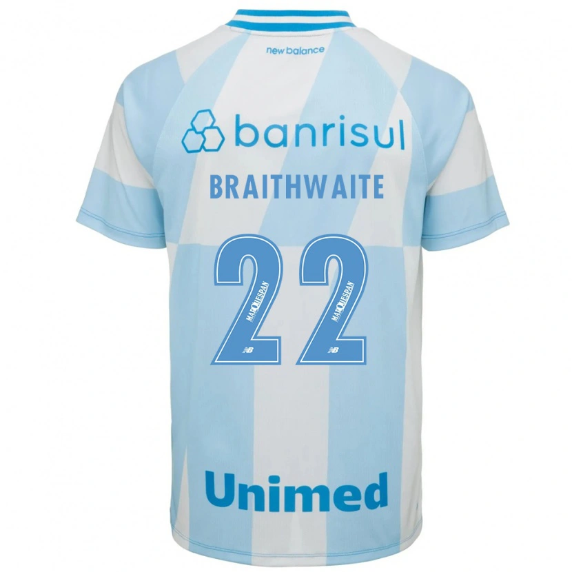 Danxen Kvinder Martin Braithwaite #22 Lyseblå Hvid Udebane Spillertrøjer 2026/27 Trøje T-Shirt
