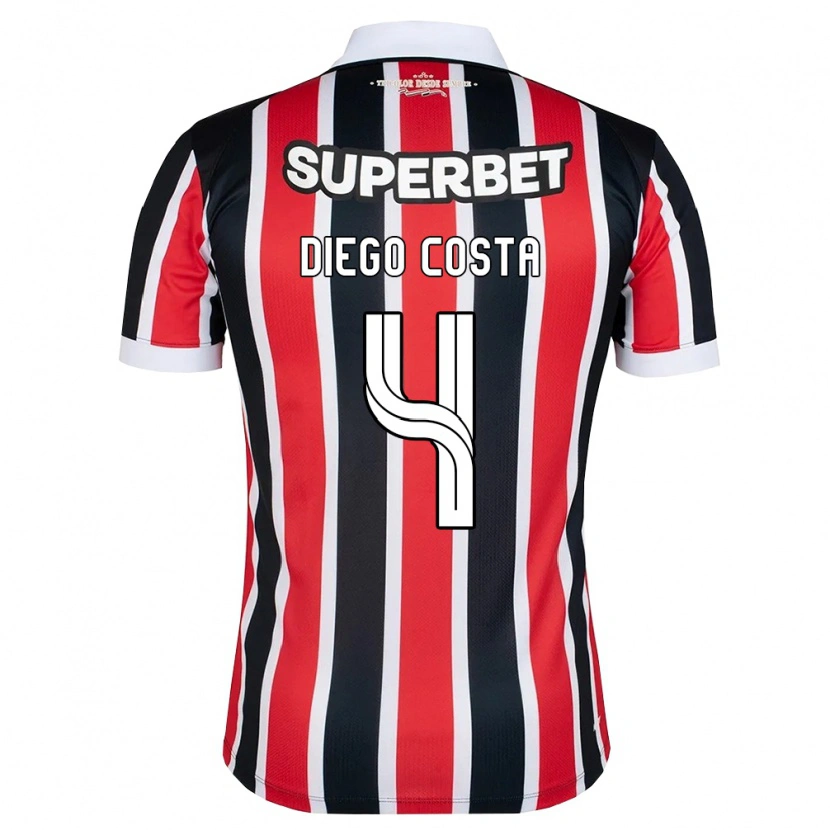 Danxen Kvinder Diego Costa #4 Rød Hvid Sort Udebane Spillertrøjer 2026/27 Trøje T-Shirt