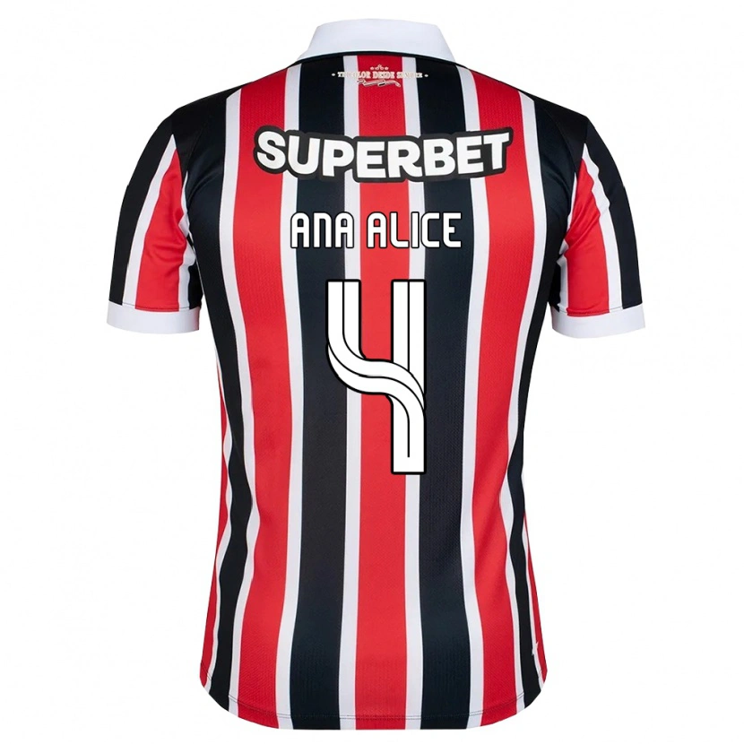 Danxen Kvinder Ana Alice Luciano Da Silva #4 Rød Hvid Sort Udebane Spillertrøjer 2026/27 Trøje T-Shirt