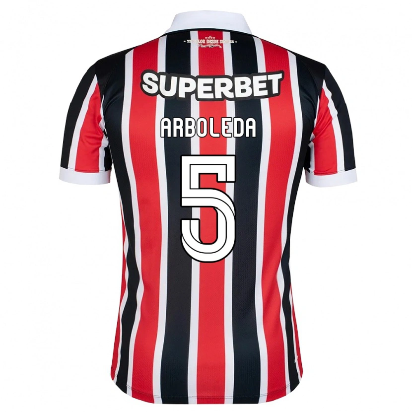 Danxen Kvinder Robert Arboleda #5 Rød Hvid Sort Udebane Spillertrøjer 2026/27 Trøje T-Shirt
