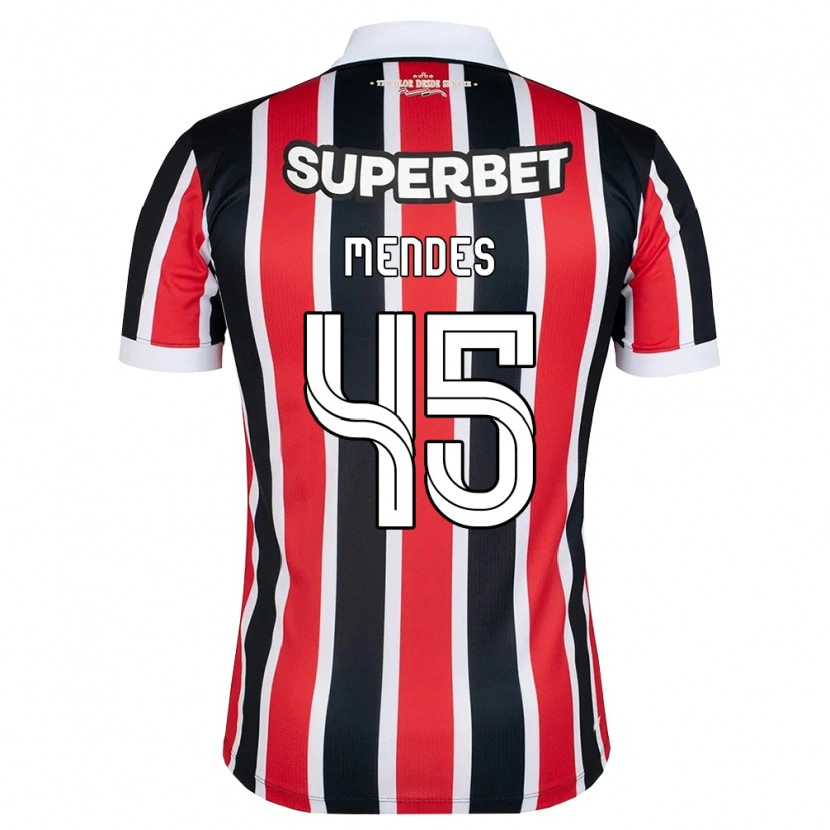 Danxen Kvinder Nathan Mendes #45 Rød Hvid Sort Udebane Spillertrøjer 2026/27 Trøje T-Shirt