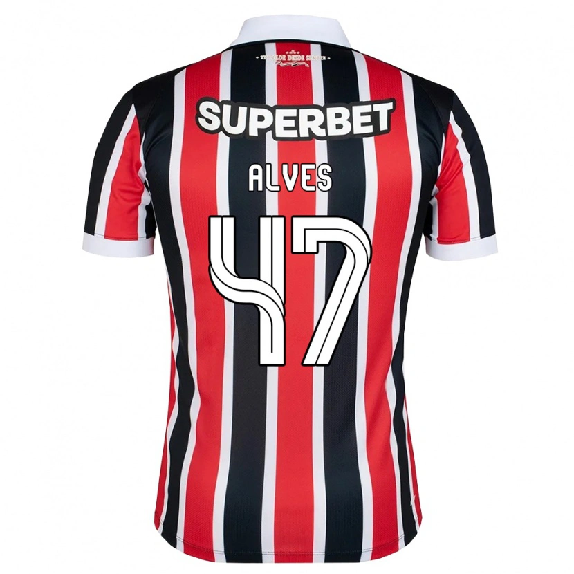 Danxen Kvinder Matheus Alves #47 Rød Hvid Sort Udebane Spillertrøjer 2026/27 Trøje T-Shirt