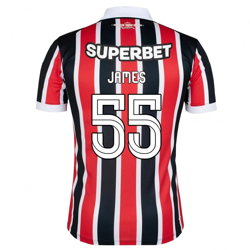 Danxen Kvinder James Rodriguez #55 Rød Hvid Sort Udebane Spillertrøjer 2026/27 Trøje T-Shirt