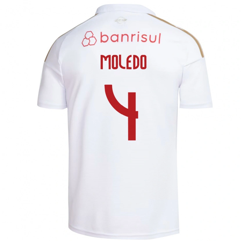 Danxen Kvinder Rodrigo Moledo #4 Hvid Rød Udebane Spillertrøjer 2026/27 Trøje T-Shirt