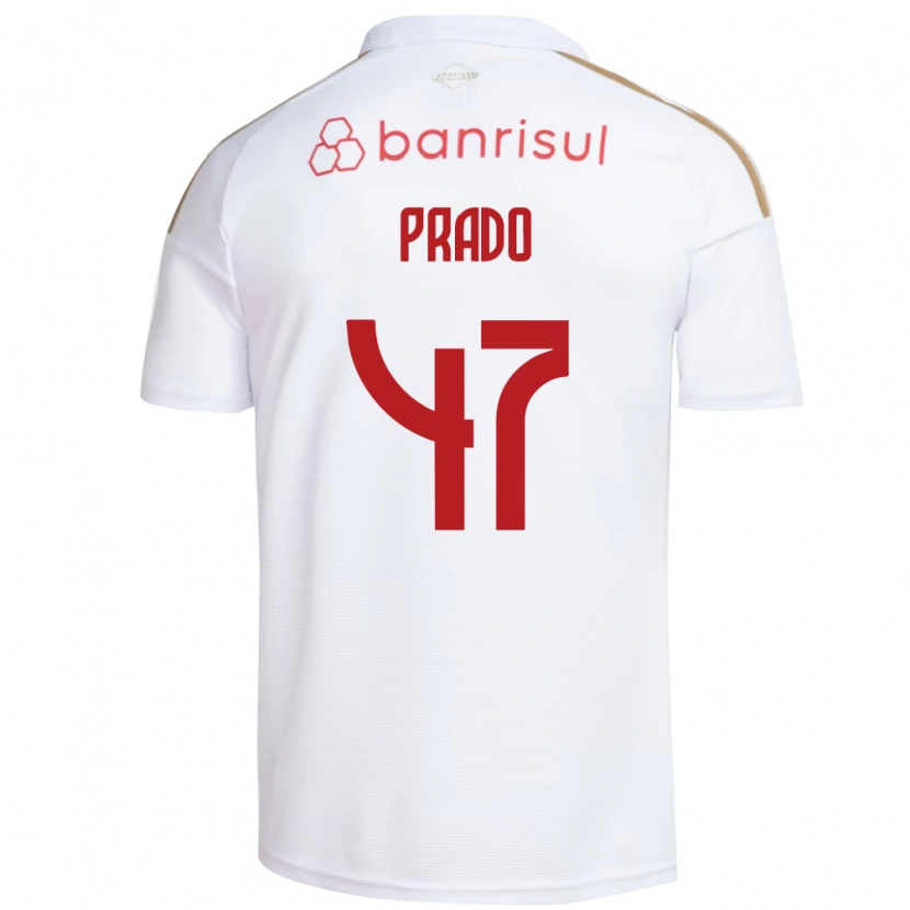 Danxen Kvinder Gustavo Prado #47 Hvid Rød Udebane Spillertrøjer 2026/27 Trøje T-Shirt