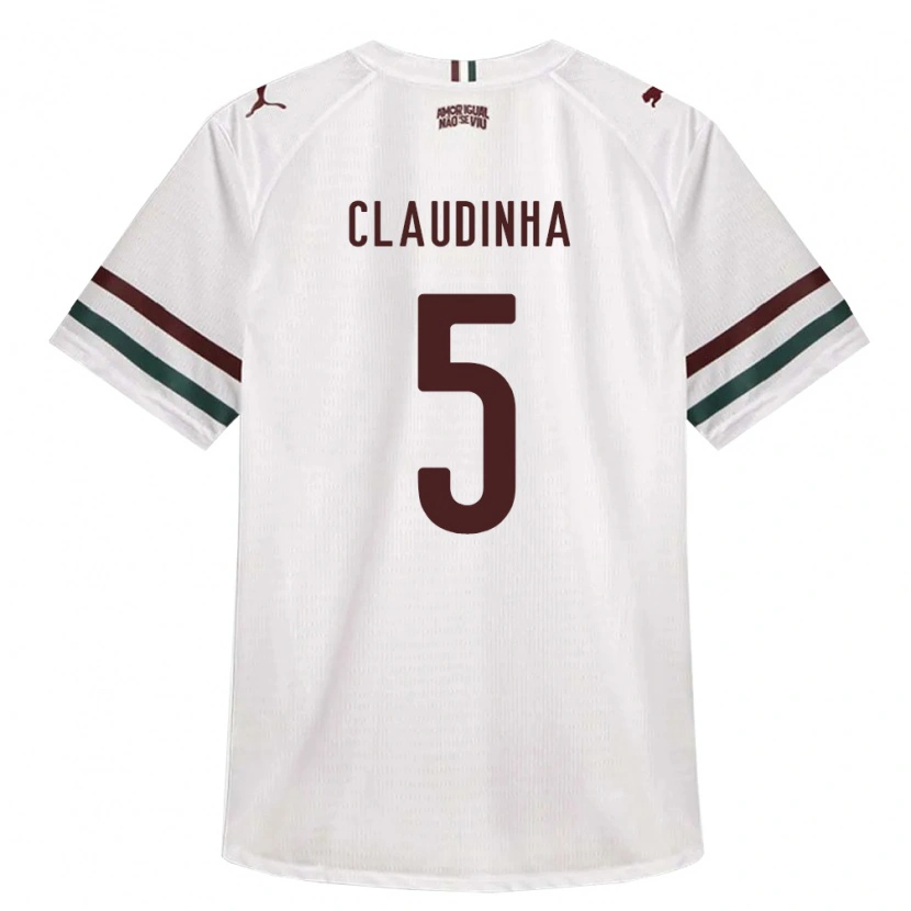 Danxen Kvinder Claudinha #5 Hvid Grøn Vinrød Udebane Spillertrøjer 2026/27 Trøje T-Shirt