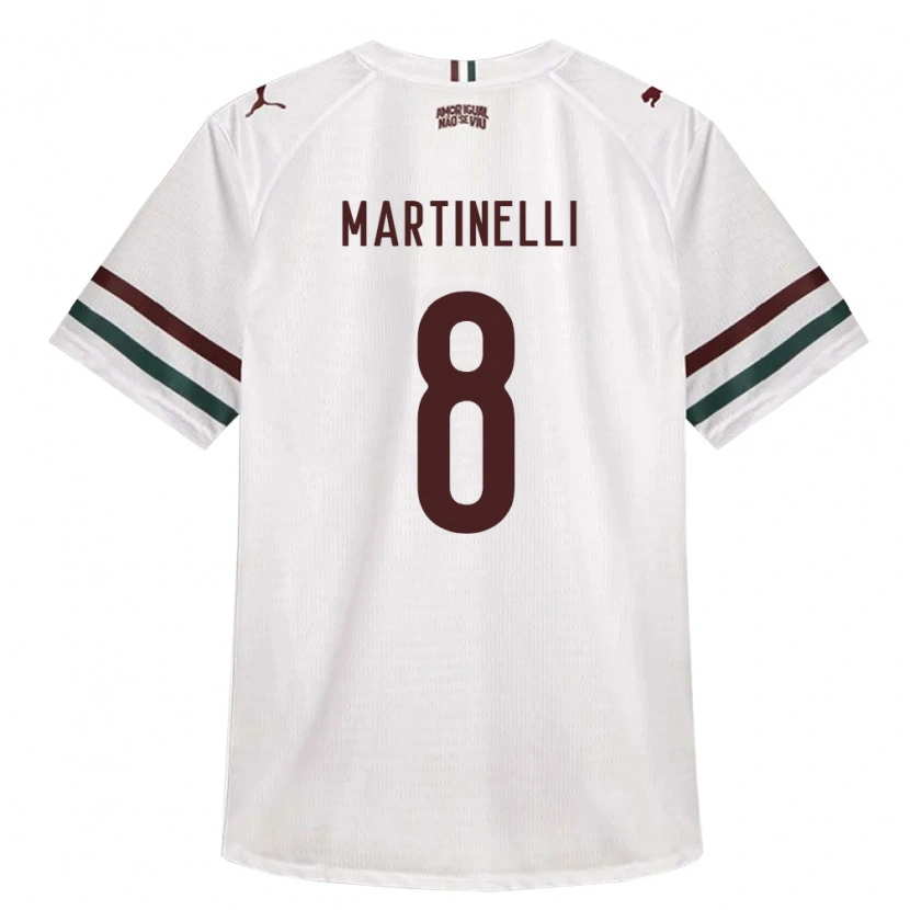 Danxen Kvinder Matheus Martinelli Lima #8 Hvid Grøn Vinrød Udebane Spillertrøjer 2026/27 Trøje T-Shirt