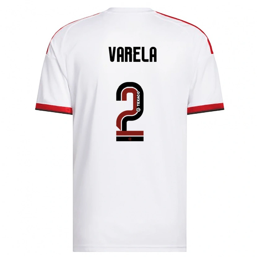 Danxen Kvinder Guillermo Varela #2 Hvid Rød Sort Udebane Spillertrøjer 2026/27 Trøje T-Shirt
