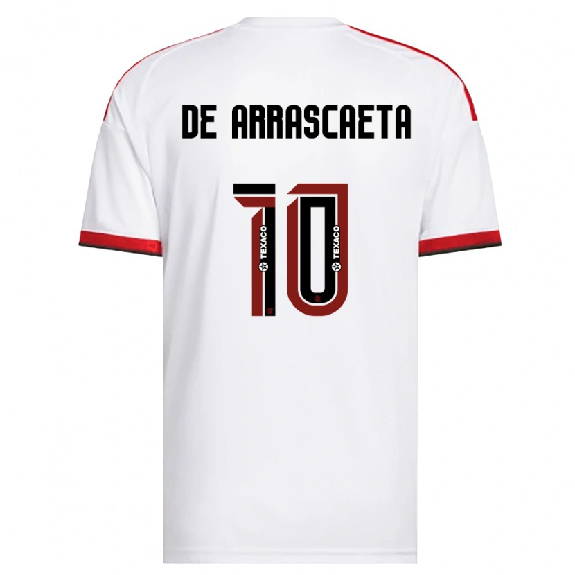 Danxen Kvinder Giorgian De Arrascaeta #10 Hvid Rød Sort Udebane Spillertrøjer 2026/27 Trøje T-Shirt