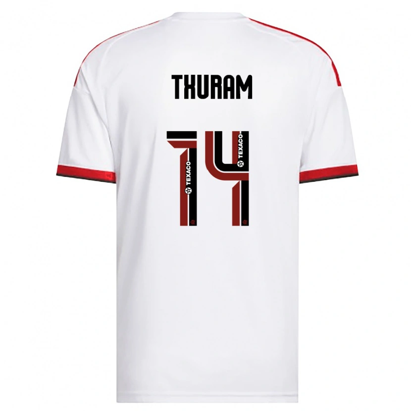 Danxen Kvinder Daniel Thuram #14 Hvid Rød Sort Udebane Spillertrøjer 2026/27 Trøje T-Shirt