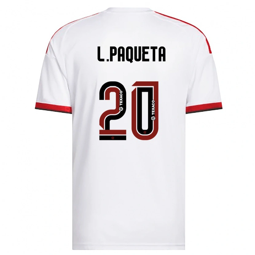 Danxen Kvinder Lucas Paquetá #20 Hvid Rød Sort Udebane Spillertrøjer 2026/27 Trøje T-Shirt