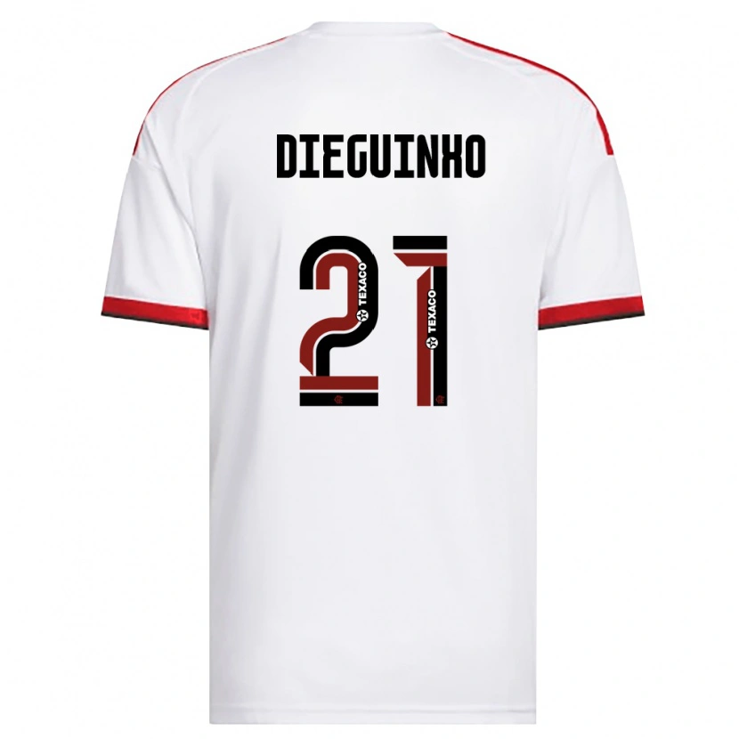 Danxen Kvinder Diego Guimarães Das Neves #21 Hvid Rød Sort Udebane Spillertrøjer 2026/27 Trøje T-Shirt