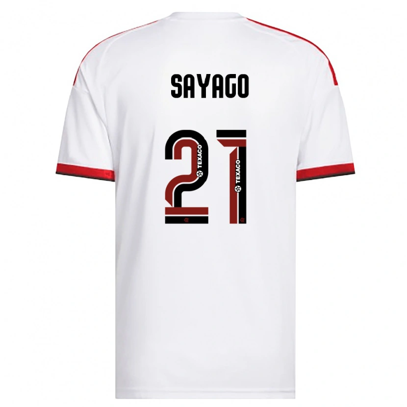 Danxen Kvinder Juan Sayago #21 Hvid Rød Sort Udebane Spillertrøjer 2026/27 Trøje T-Shirt