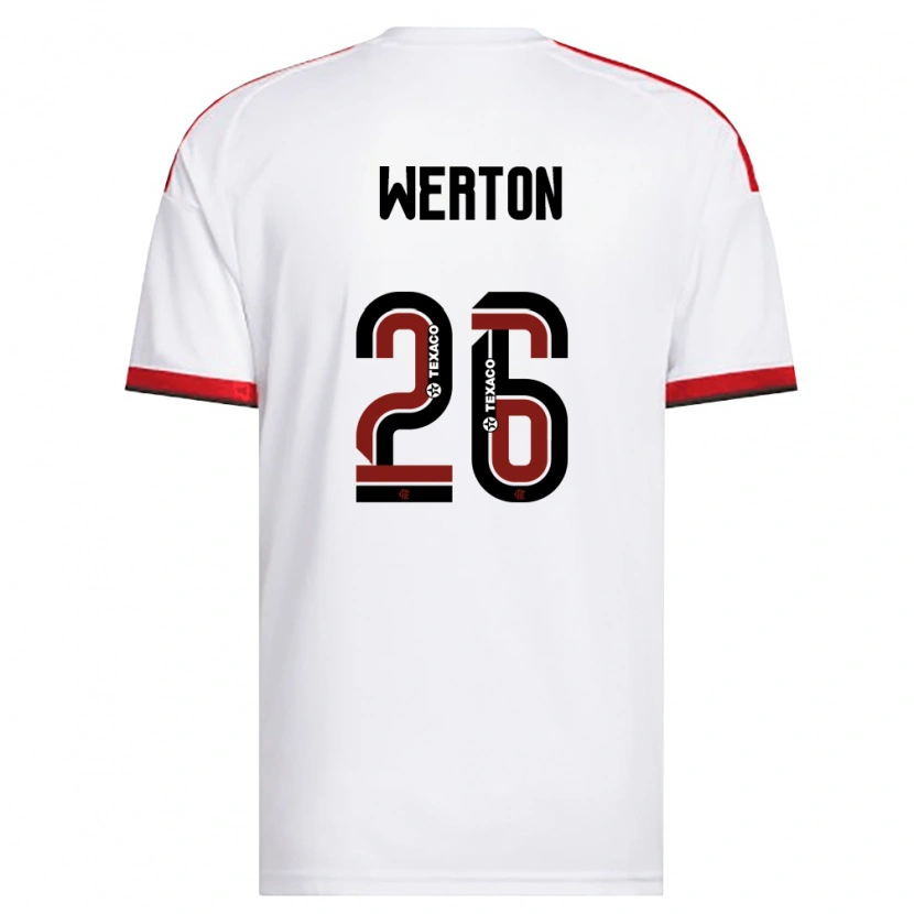 Danxen Kvinder Werton #26 Hvid Rød Sort Udebane Spillertrøjer 2026/27 Trøje T-Shirt