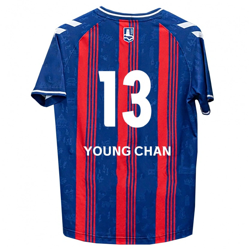 Danxen Børn Young-Chan Ham #13 Blå Rød Hvid Hjemmebane Spillertrøjer 2026/27 Trøje T-Shirt