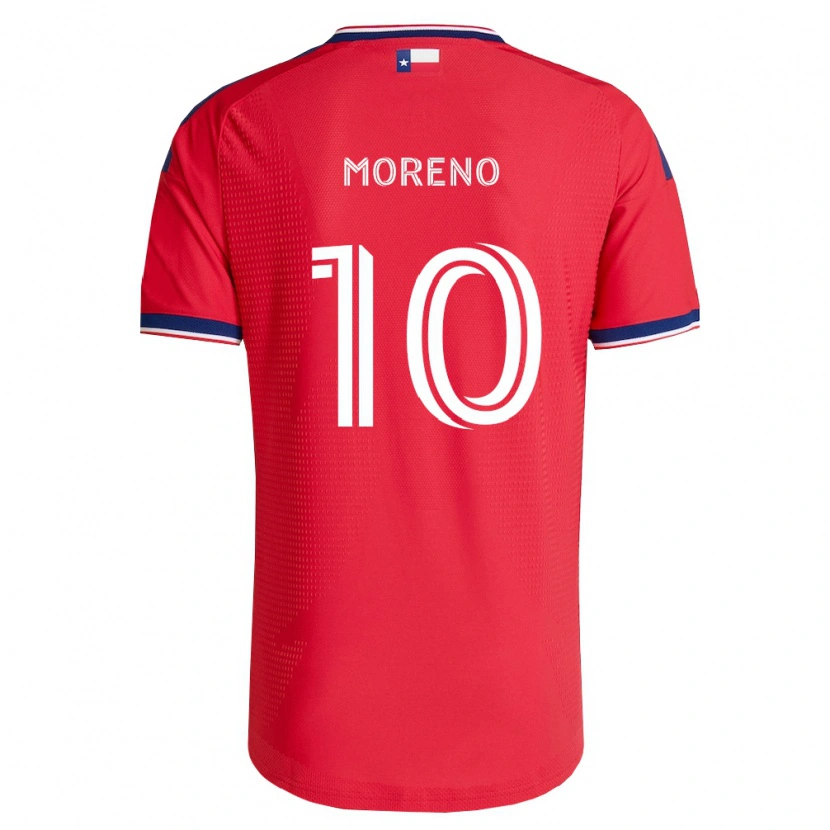 Danxen Børn Santiago Moreno #10 Rød Blå Hvid Hjemmebane Spillertrøjer 2026/27 Trøje T-Shirt