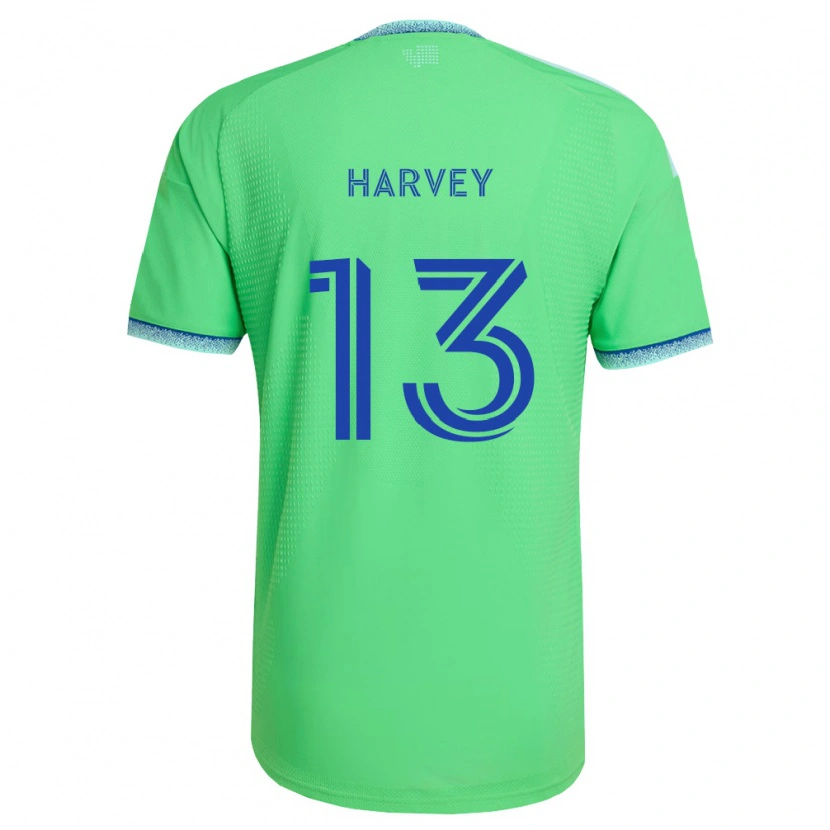 Danxen Børn Samuel Harvey #13 Grøn Lyseblå Hjemmebane Spillertrøjer 2026/27 Trøje T-Shirt