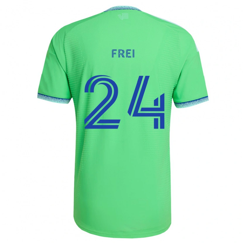 Danxen Børn Stefan Frei #24 Grøn Lyseblå Hjemmebane Spillertrøjer 2026/27 Trøje T-Shirt