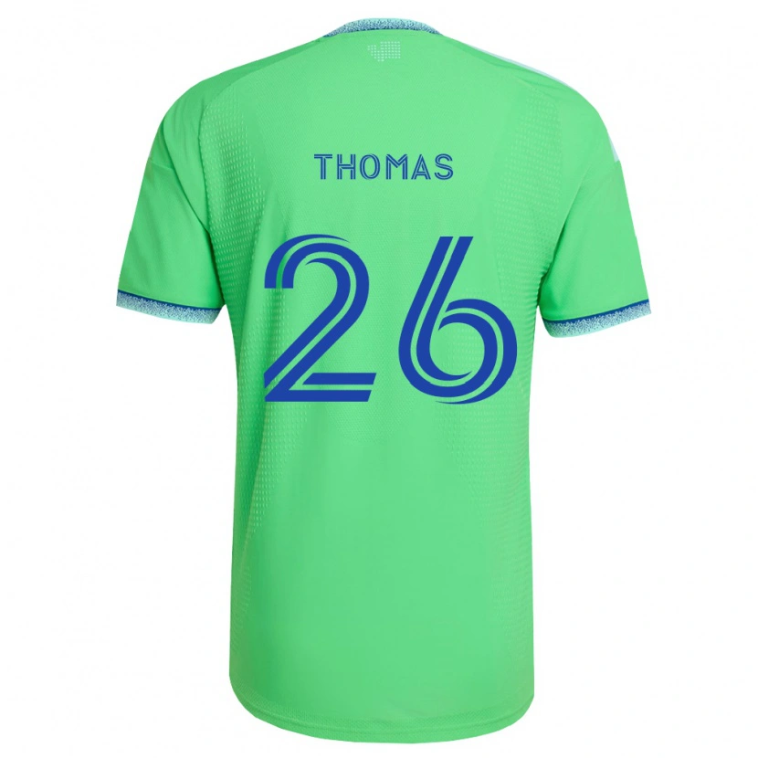Danxen Børn Andrew Thomas #26 Grøn Lyseblå Hjemmebane Spillertrøjer 2026/27 Trøje T-Shirt