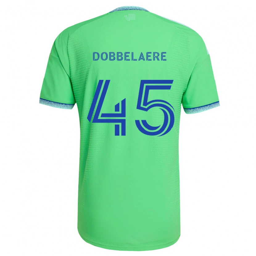 Danxen Børn Ethan Dobbelaere #45 Grøn Lyseblå Hjemmebane Spillertrøjer 2026/27 Trøje T-Shirt