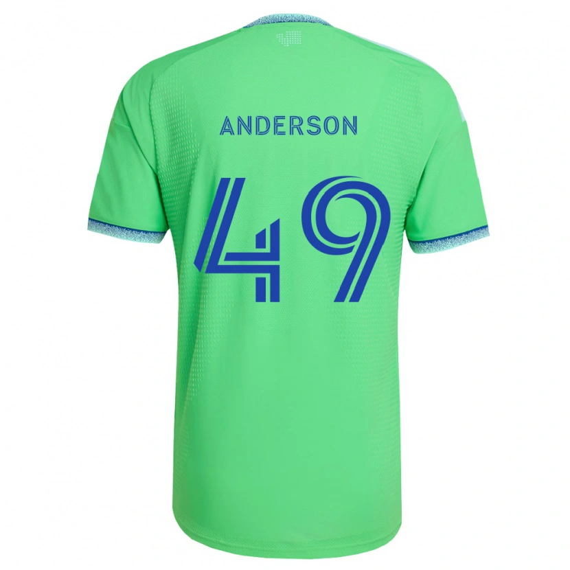 Danxen Børn Hunter Anderson #49 Grøn Lyseblå Hjemmebane Spillertrøjer 2026/27 Trøje T-Shirt