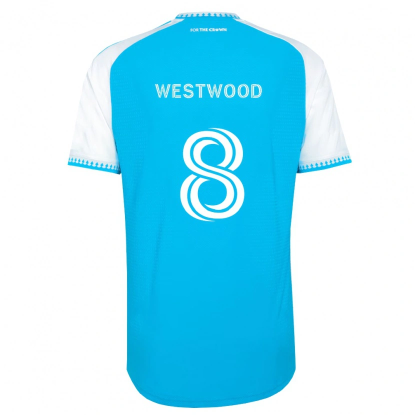 Danxen Børn Ashley Westwood #8 Himmelblå Hvid Sort Hjemmebane Spillertrøjer 2026/27 Trøje T-Shirt