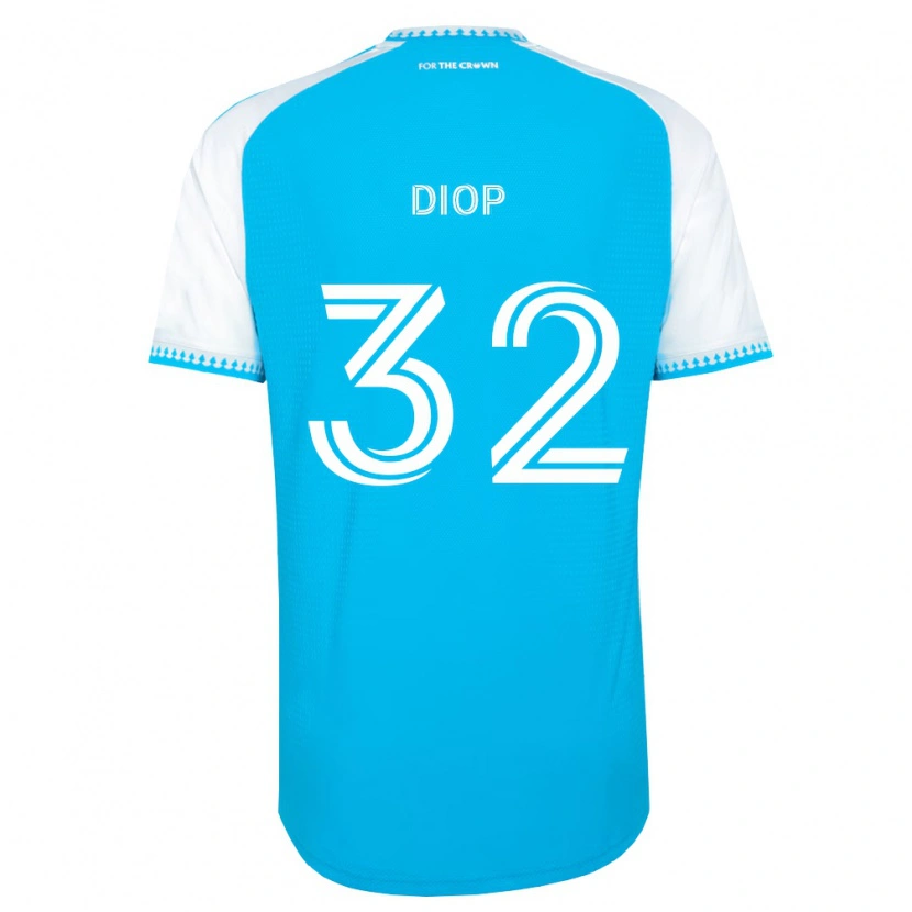 Danxen Børn Hamady Diop #32 Himmelblå Hvid Sort Hjemmebane Spillertrøjer 2026/27 Trøje T-Shirt