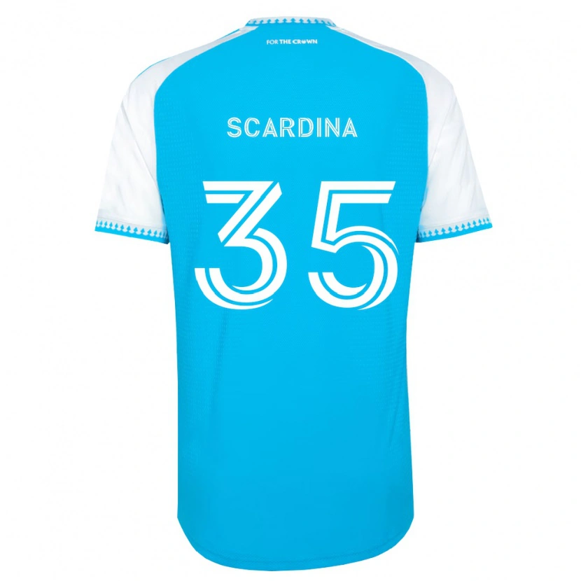 Danxen Børn Nick Scardina #35 Himmelblå Hvid Sort Hjemmebane Spillertrøjer 2026/27 Trøje T-Shirt