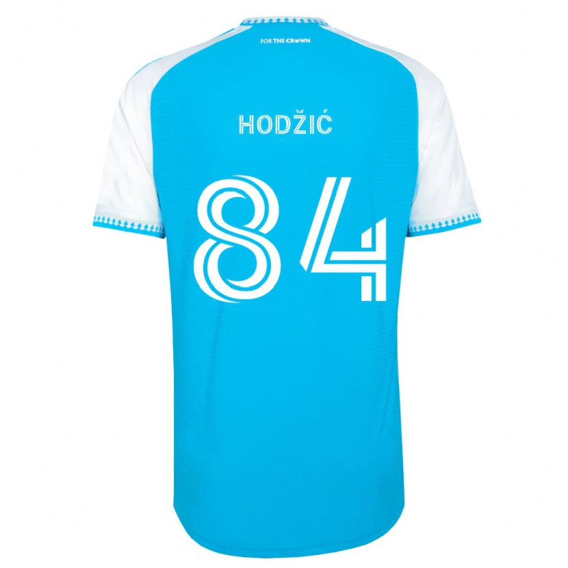 Danxen Børn Amil Hodžić #84 Himmelblå Hvid Sort Hjemmebane Spillertrøjer 2026/27 Trøje T-Shirt