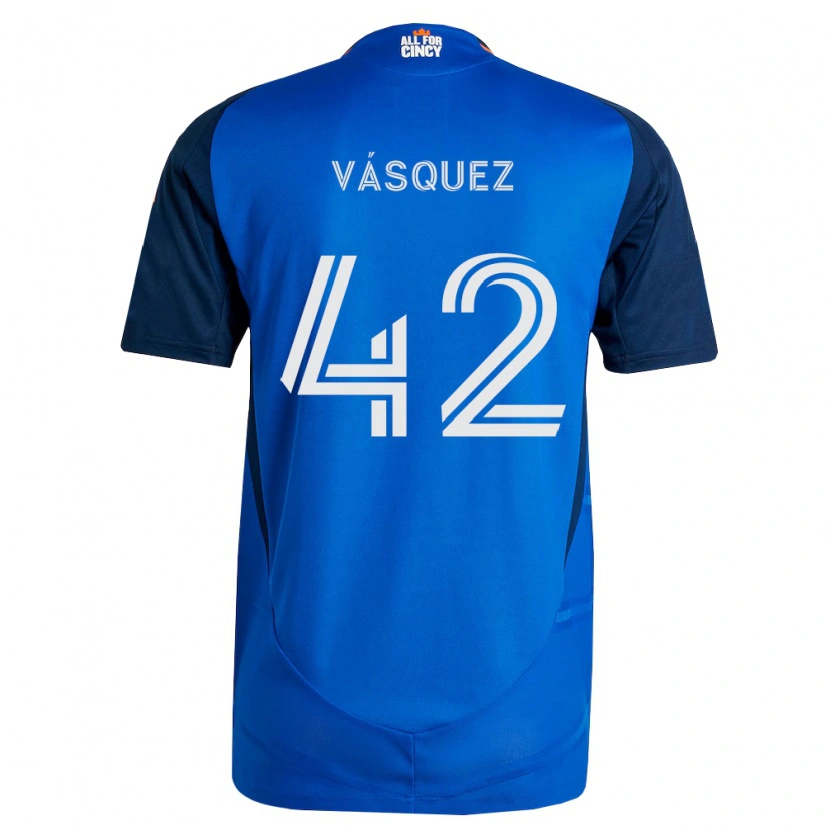 Danxen Børn Mathías Vásquez #42 Kongelig Blå Orange Hjemmebane Spillertrøjer 2026/27 Trøje T-Shirt