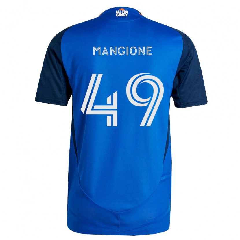 Danxen Børn Peter Mangione #49 Kongelig Blå Orange Hjemmebane Spillertrøjer 2026/27 Trøje T-Shirt