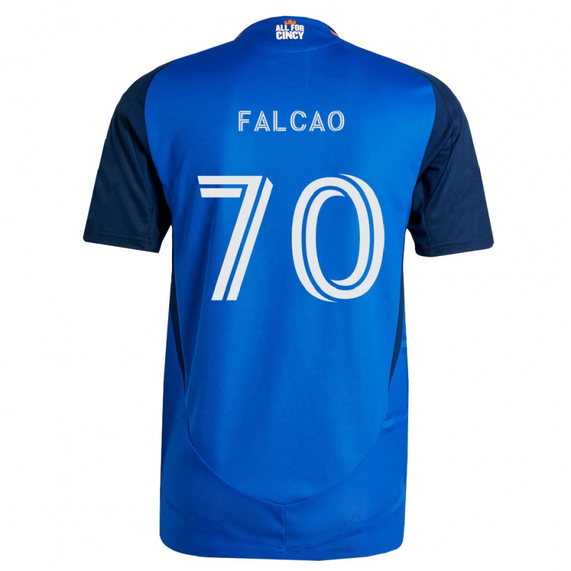 Danxen Børn Kiano Falcao #70 Kongelig Blå Orange Hjemmebane Spillertrøjer 2026/27 Trøje T-Shirt