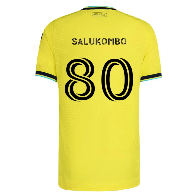 Danxen Børn David Salukombo #80 Klar Gul Marineblå Hjemmebane Spillertrøjer 2026/27 Trøje T-Shirt