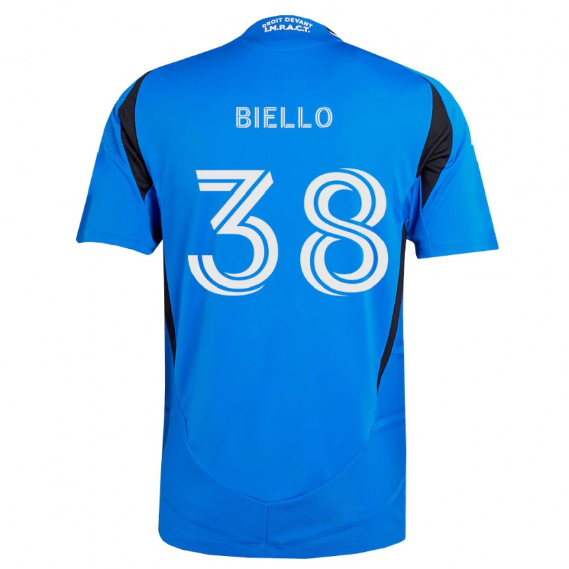 Danxen Børn Alessandro Biello #38 Blå Hvid Sort Hjemmebane Spillertrøjer 2026/27 Trøje T-Shirt