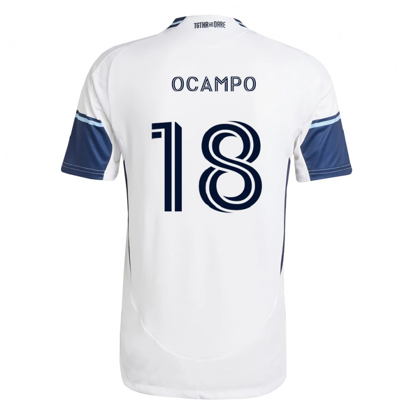 Danxen Børn Édier Ocampo #18 Hvid Kongelig Blå Hjemmebane Spillertrøjer 2026/27 Trøje T-Shirt
