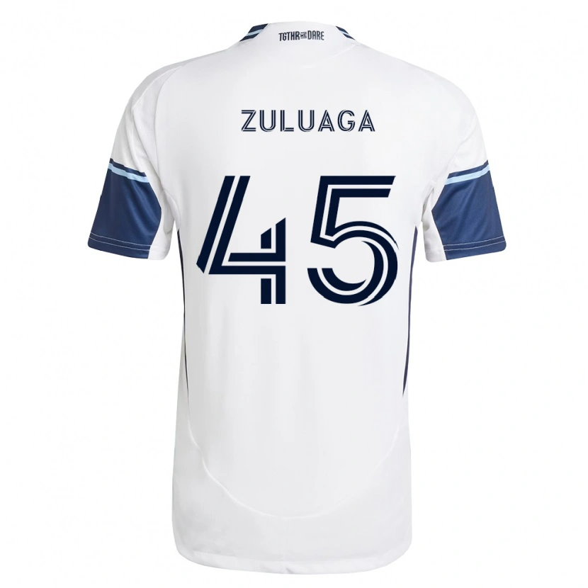 Danxen Børn Yeider Zuluaga #45 Hvid Kongelig Blå Hjemmebane Spillertrøjer 2026/27 Trøje T-Shirt