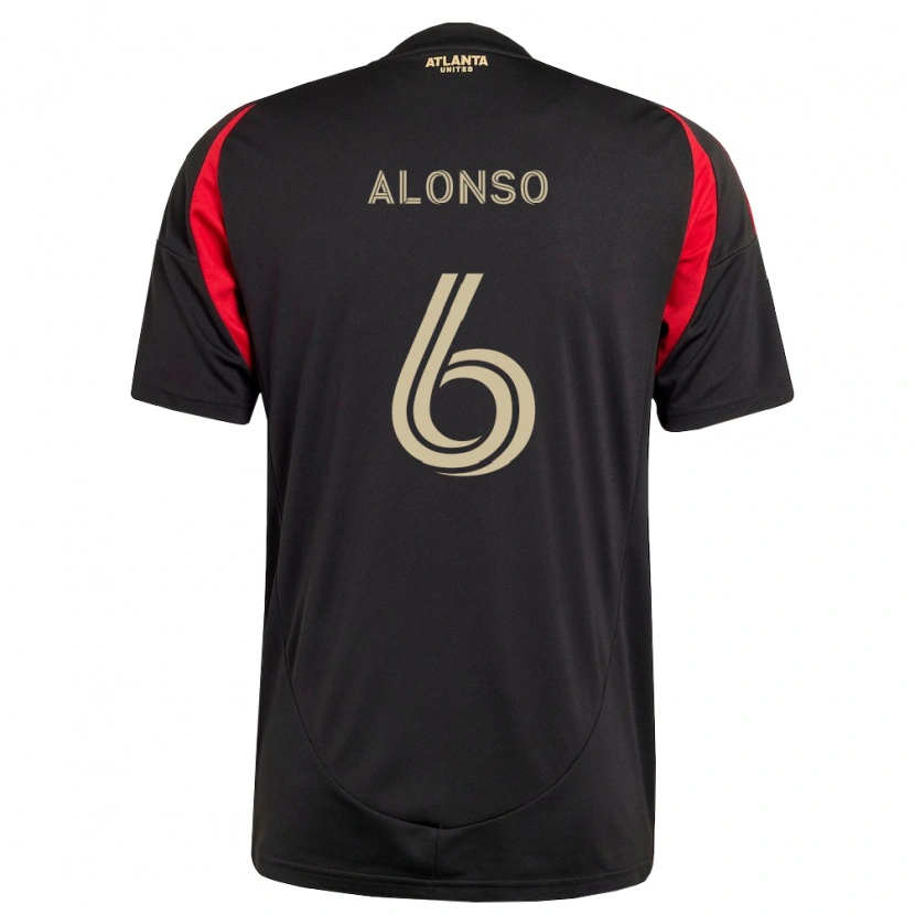 Danxen Børn Júnior Alonso #6 Sort Rød Hjemmebane Spillertrøjer 2026/27 Trøje T-Shirt