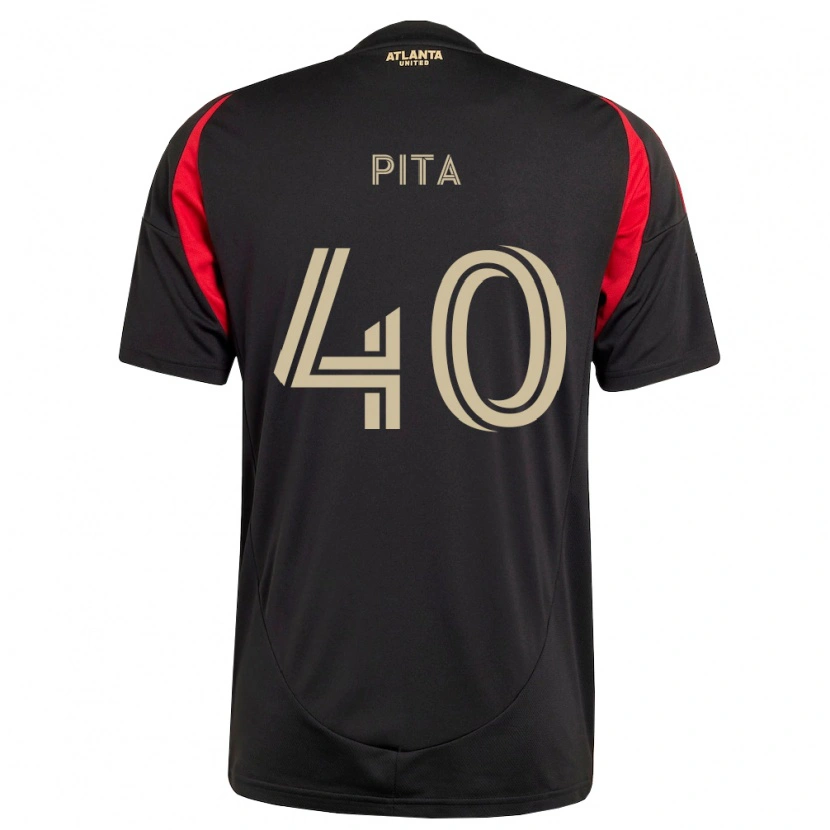 Danxen Børn Santiago Pita #40 Sort Rød Hjemmebane Spillertrøjer 2026/27 Trøje T-Shirt