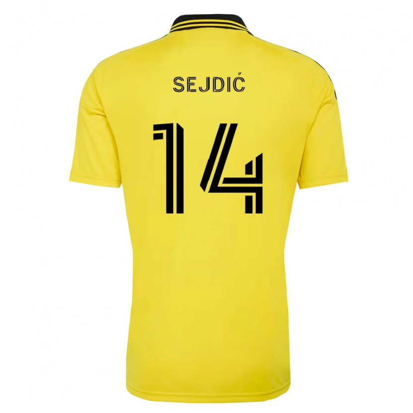 Danxen Børn Amar Sejdić #14 Gul Sort Hjemmebane Spillertrøjer 2026/27 Trøje T-Shirt